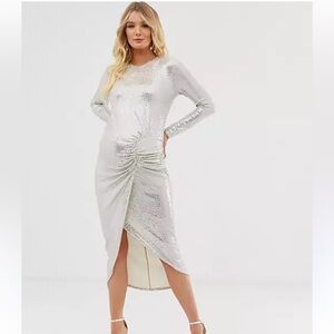 Queen B London Silver Sequin Dress - Maternity or Not!